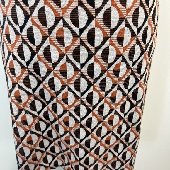 Nine West Skirt size 16 Brown orange Circles Straight Knee Stretch Sweater Knit - Picture 4 of 7